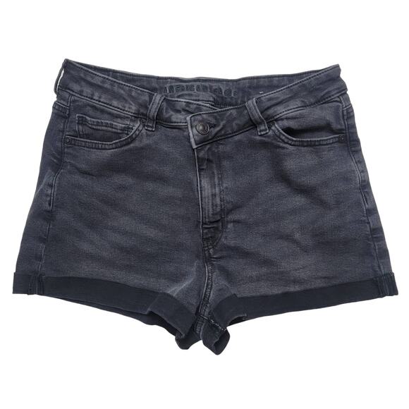 American Eagle Black Highest Rise Mom Short SZ 10 - Picture 1 of 5